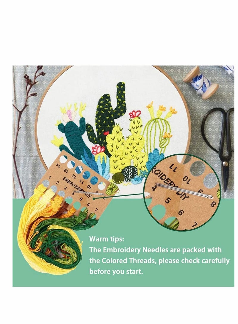 Embroidery Starter Kit, Beginners Cross Stitch Kit with Cactus Pattern and Instructions, Complete for Adults, Suitable Hobbyists, Plants Flowers - Image 4