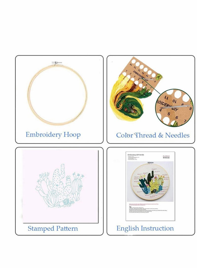 Embroidery Starter Kit, Beginners Cross Stitch Kit with Cactus Pattern and Instructions, Complete for Adults, Suitable Hobbyists, Plants Flowers - Image 5