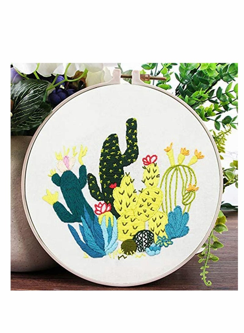 Embroidery Starter Kit, Beginners Cross Stitch Kit with Cactus Pattern and Instructions, Complete for Adults, Suitable Hobbyists, Plants Flowers - Image 2