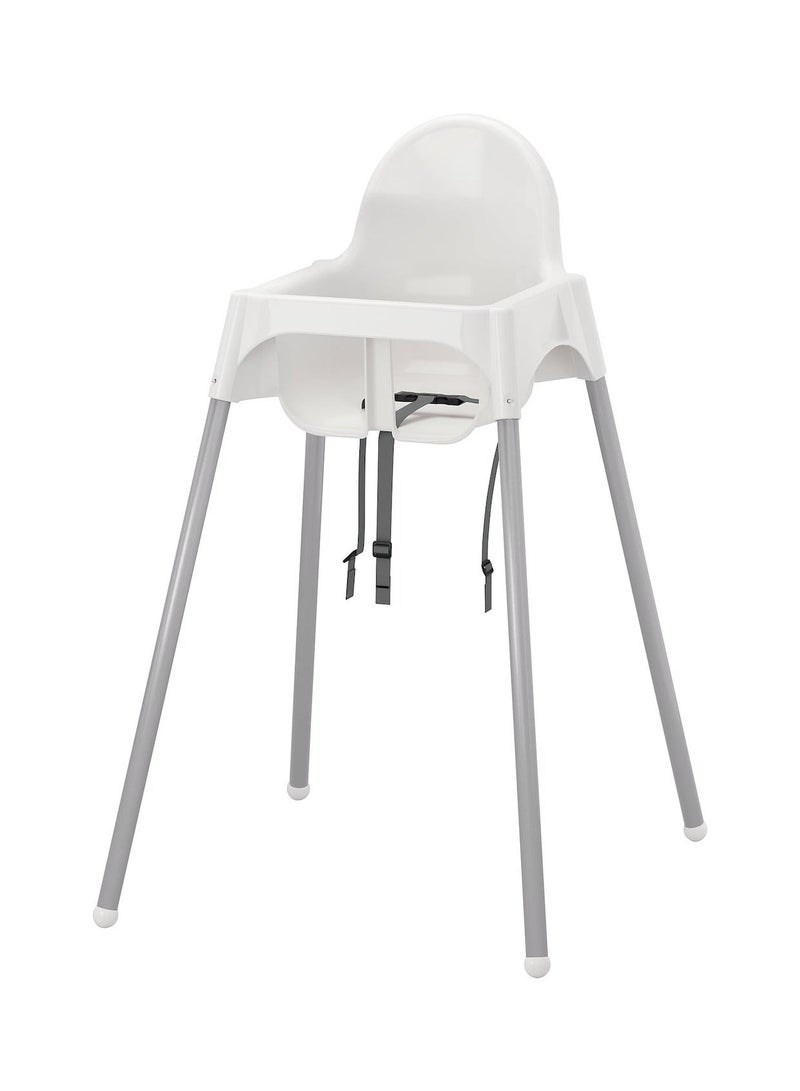 Highchair with Safety Belt White and Silver Color Safe and Stylish Seating for Your Baby