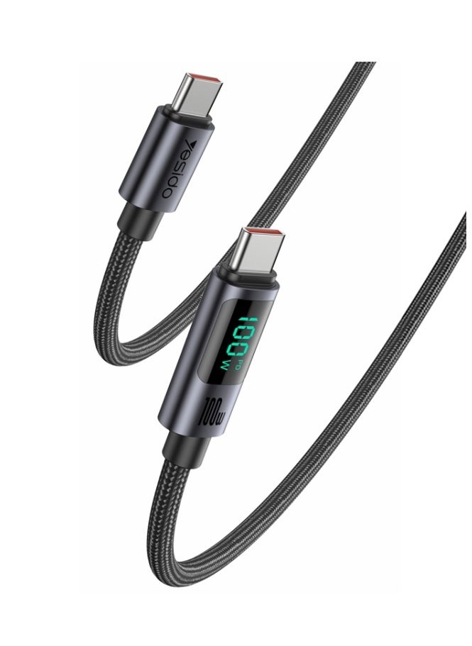 Yesido - Yesido CA158 PD100W USB-C / Type-C to USB-C / Type-C Digital Display Charging Data Cable, Cable Length: 1.2m (Black) - Image 1
