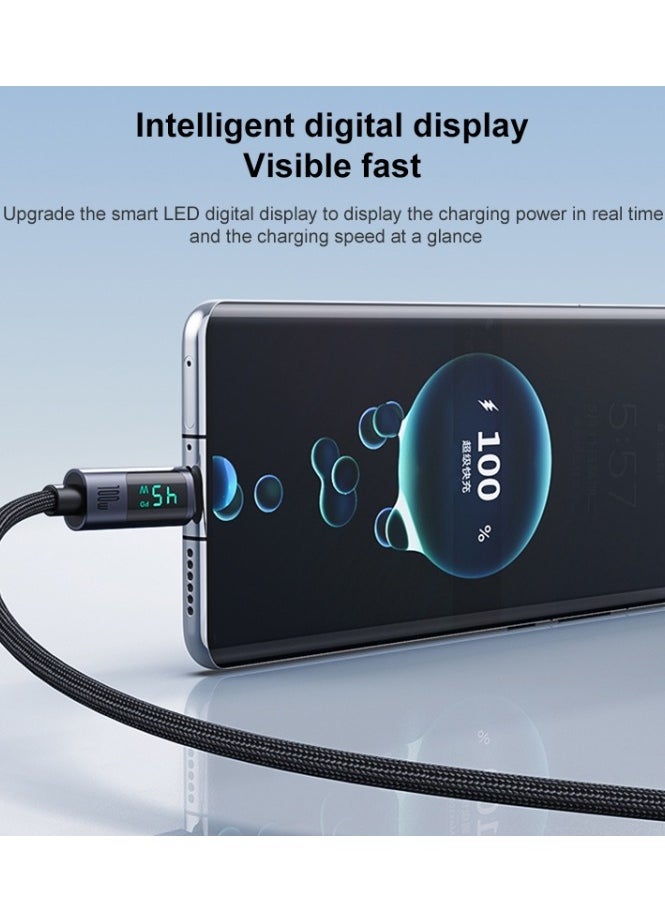 Yesido - Yesido CA158 PD100W USB-C / Type-C to USB-C / Type-C Digital Display Charging Data Cable, Cable Length: 1.2m (Black) - Image 1