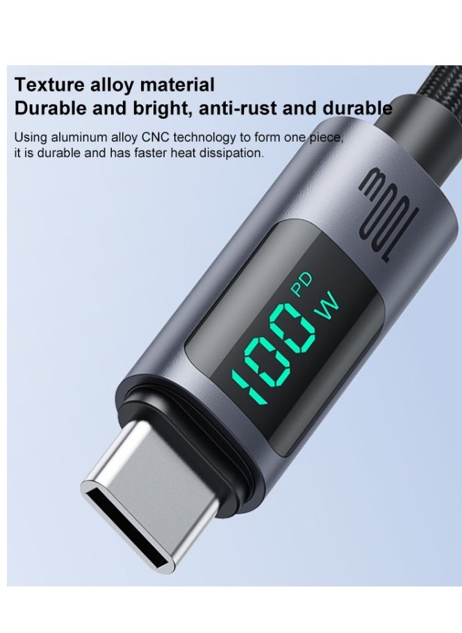 Yesido - Yesido CA158 PD100W USB-C / Type-C to USB-C / Type-C Digital Display Charging Data Cable, Cable Length: 1.2m (Black) - Image 1