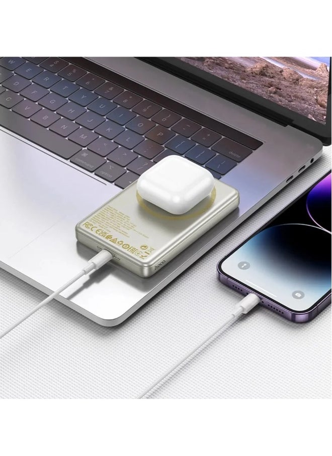 Hoco Hoco Q26 Joy PD20W Magnetic Magsafe Fast Charging Power Bank 5000mAh white  - Image 3