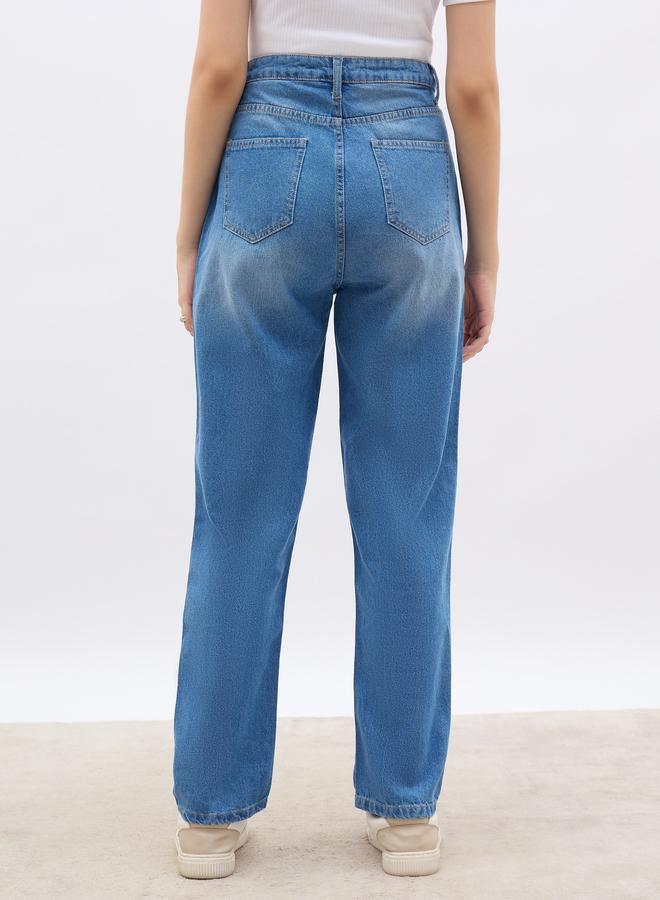 Styli Styli High Rise Straight Fit Faded Jeans  - Image 5