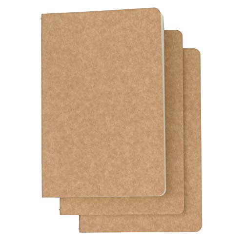 TWONE 3 Pack Travel Journal Notebook for Travelers or School - Kraft Brown Soft Cover - 5.5” x 8.25” - 120 Ruled Pages, 60 Sheets - Image 1