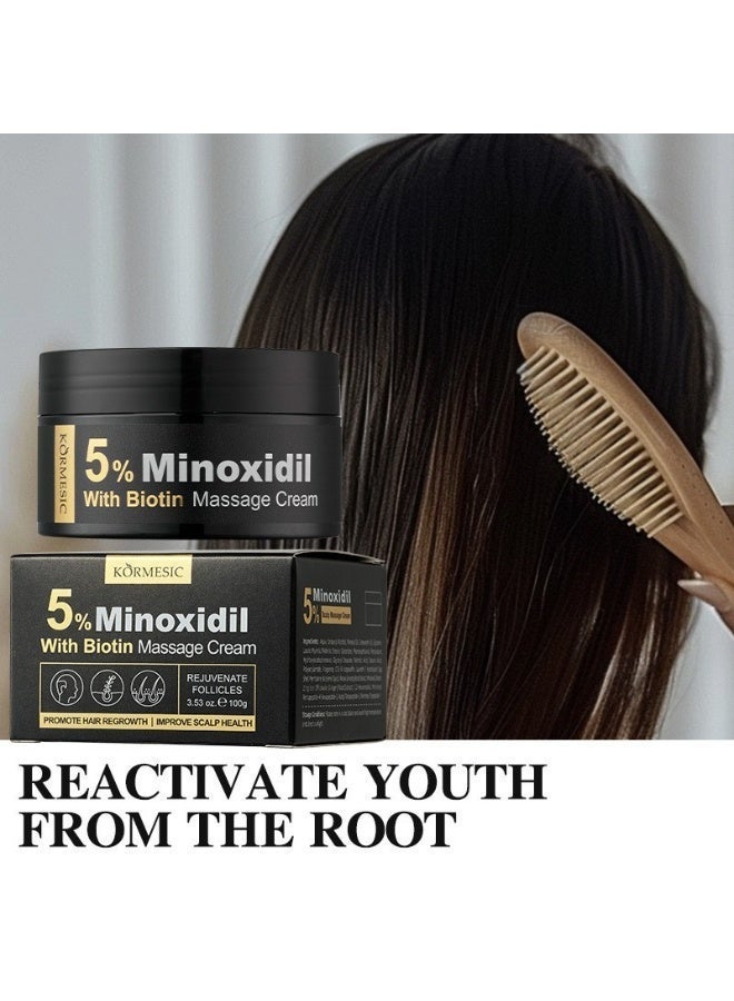Kormesic كريم تدليك فروة الرأس KORMESIC 5% مينوكسيديل مع البيوتين 100 جم / 3.53 أونصة – للعناية بفروة الرأس وتحسين مظهر الشعر - Image 2
