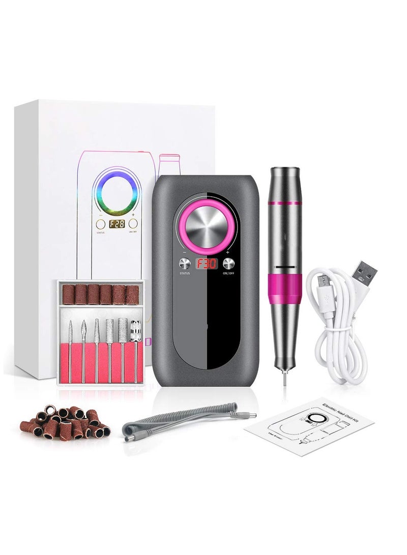 Nail Drill Machine, 35000rpm Professional Rechargeable Nail Drill Kit with Phone Power Bank Portable Electric Acrylic Nail Tools for Exfoliating, Grinding, Polishing - Image 1