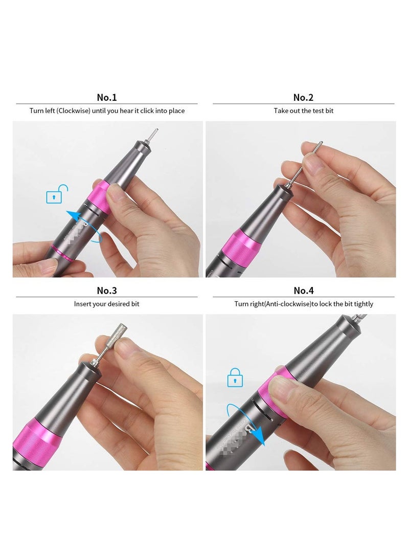 Nail Drill Machine, 35000rpm Professional Rechargeable Nail Drill Kit with Phone Power Bank Portable Electric Acrylic Nail Tools for Exfoliating, Grinding, Polishing - Image 4
