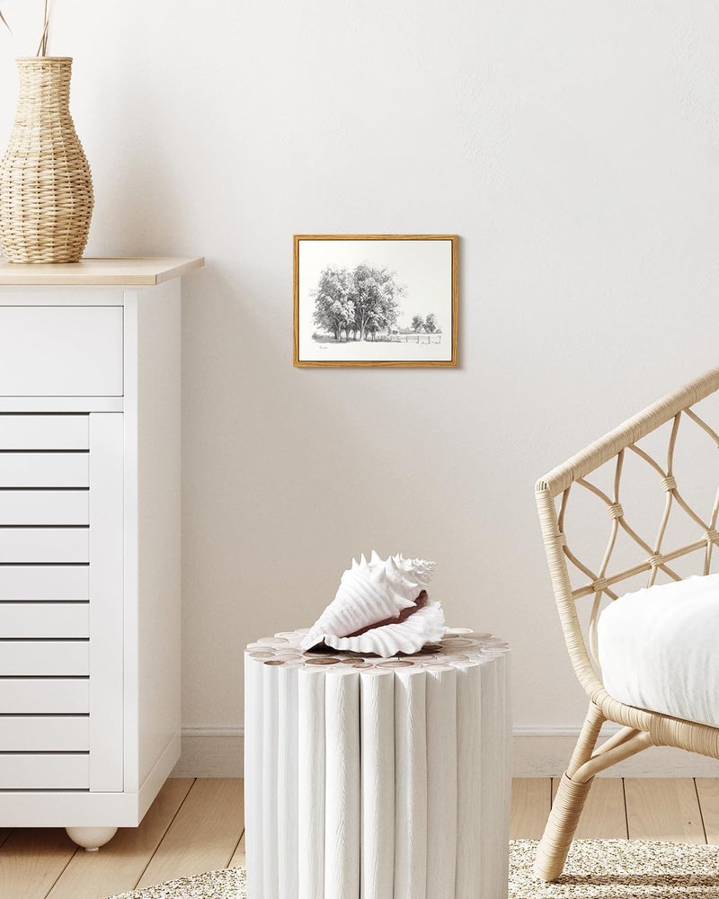 EMODA Framed Wall Art for Living Room Vintage Tree Canvas Art Black and White Sketch Botanical Wall Decor Bedroom Artwork Farmhouse Painting Pictures Countryside Prints Rustic Gallery Office  20 X30 Cm - Image 3