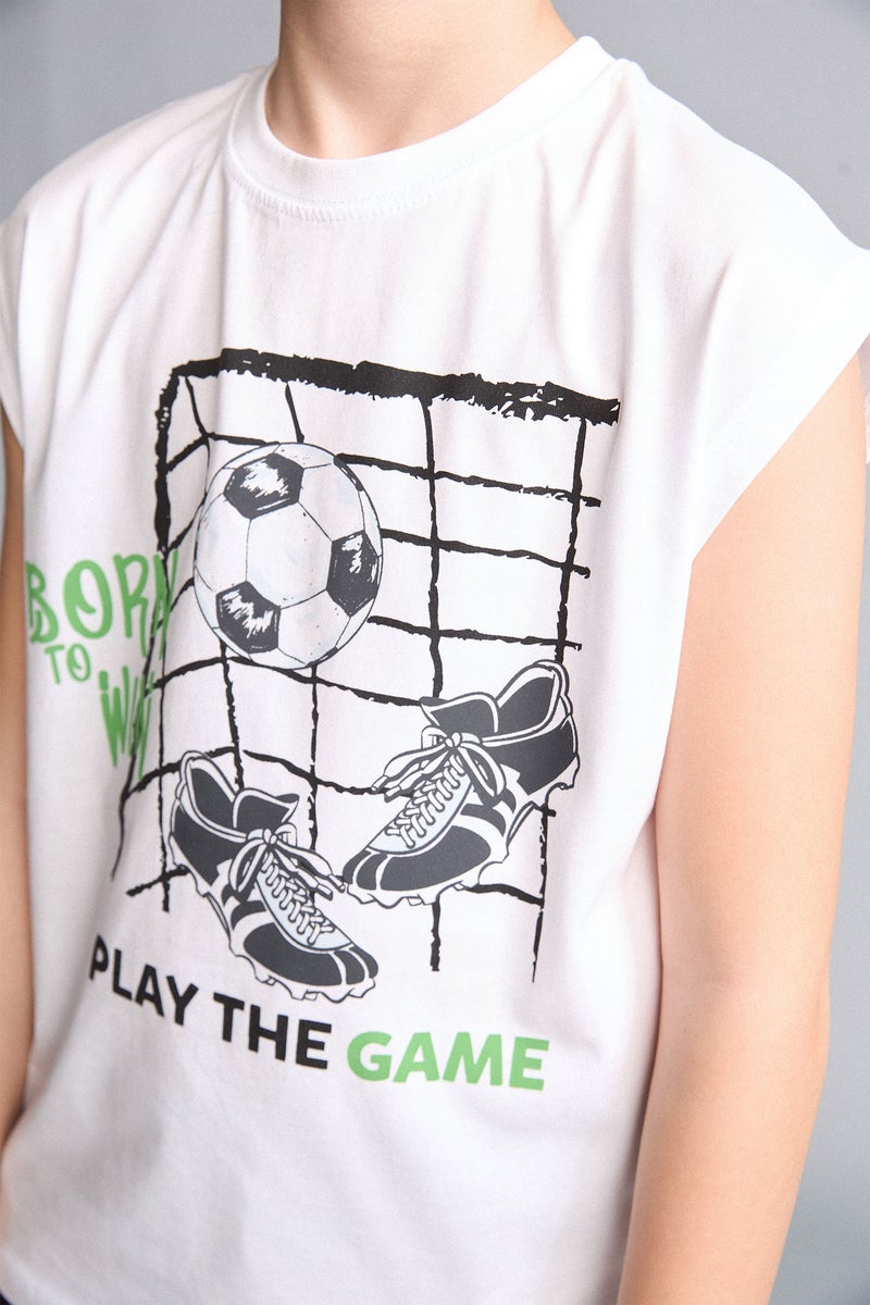 DeFacto White Boy Boy Shorts T-Shirt 2 Piece Set Casual - Image 4