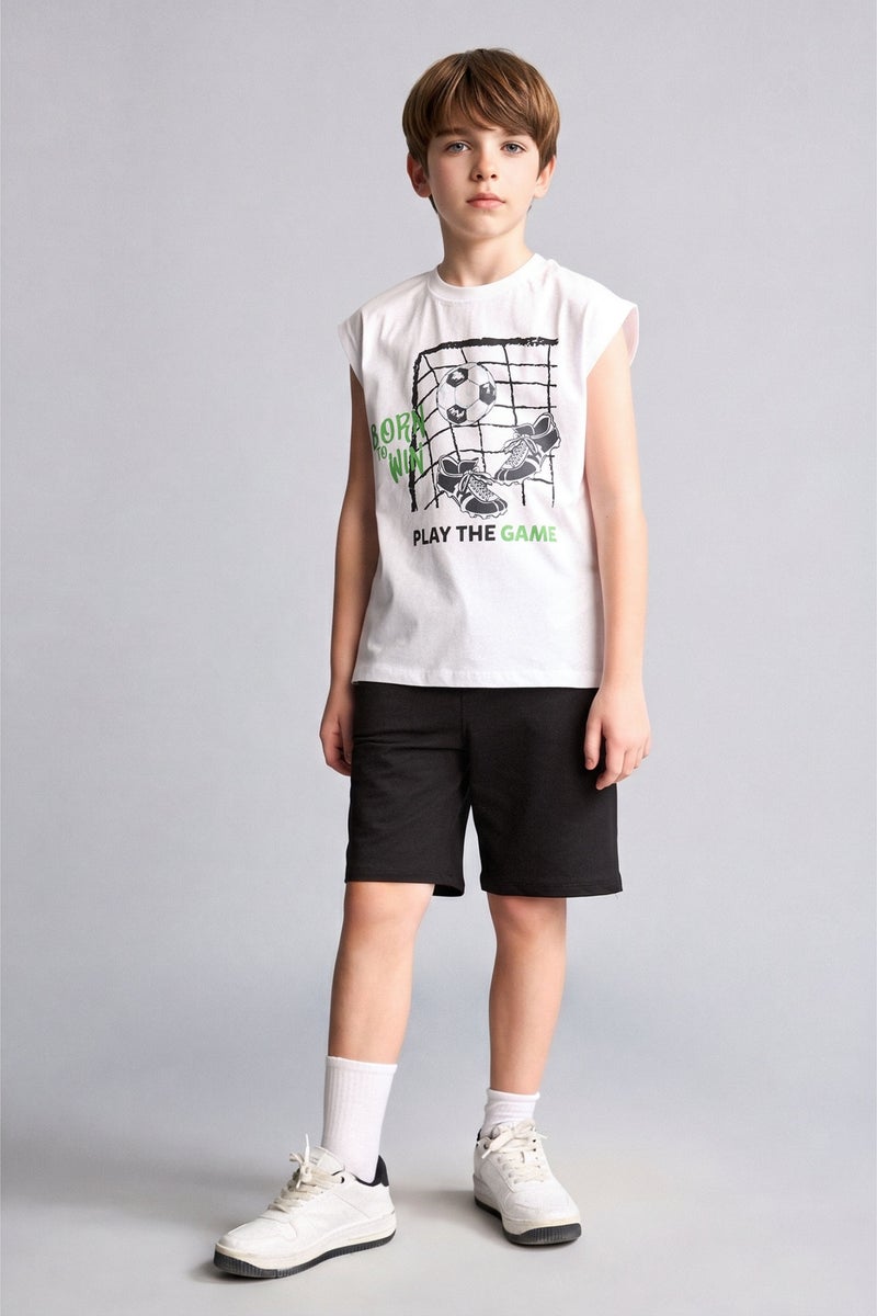 DeFacto White Boy Boy Shorts T-Shirt 2 Piece Set Casual - Image 1