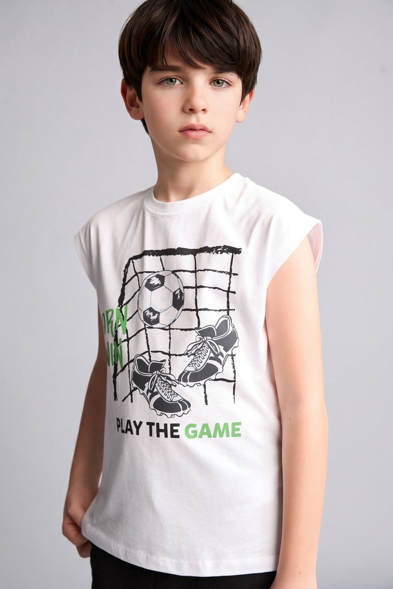DeFacto White Boy Boy Shorts T-Shirt 2 Piece Set Casual - Image 3