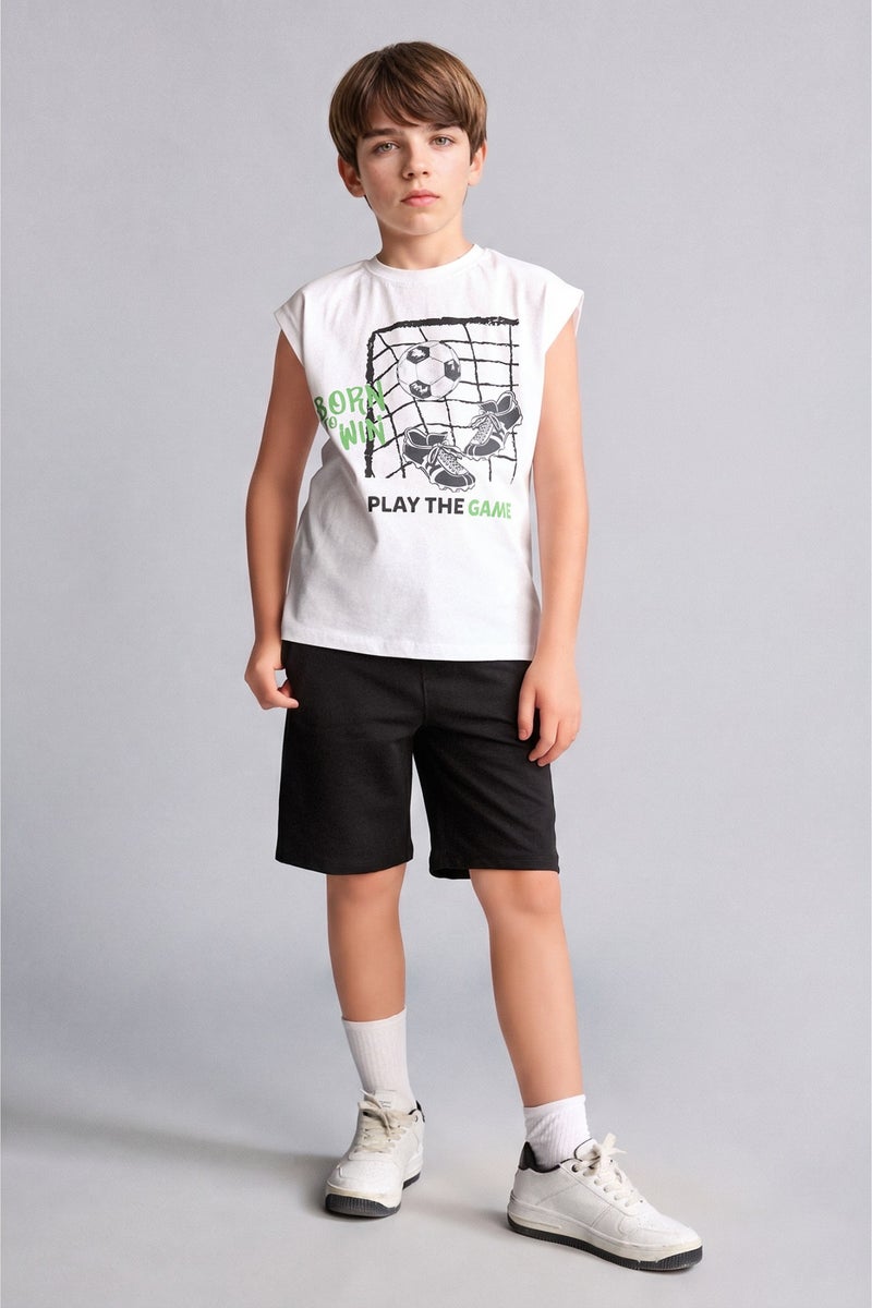 DeFacto White Boy Boy Shorts T-Shirt 2 Piece Set Casual - Image 2