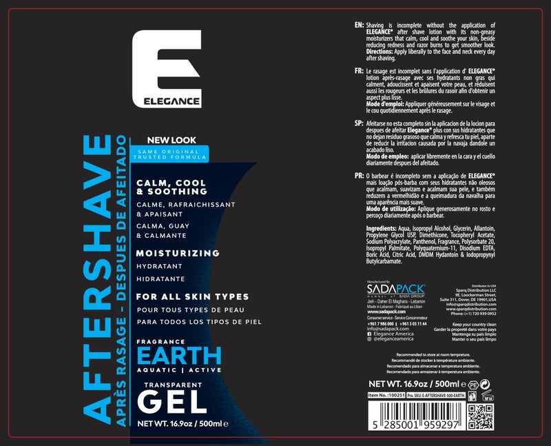 E Elegance Elegance After Shave Lotion for Men, 500ml, Earth (Blue), Real Shaving Relief, After Shave that Hydrates and Revitalizes your Skin, 16.9 Oz Earth Blue) - Image 2