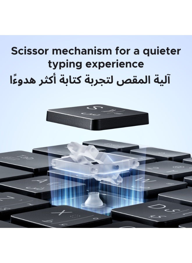 Ugreen Wireless Keyboard with English & Arabic Layout, Bluetooth 5.4 & 2.4G USB, USB C Rechargeable, Plug & Play Keyboard for Laptop, Mac & Windows, Stable Connection for Office & Home Use& Daily Use grey - Image 3