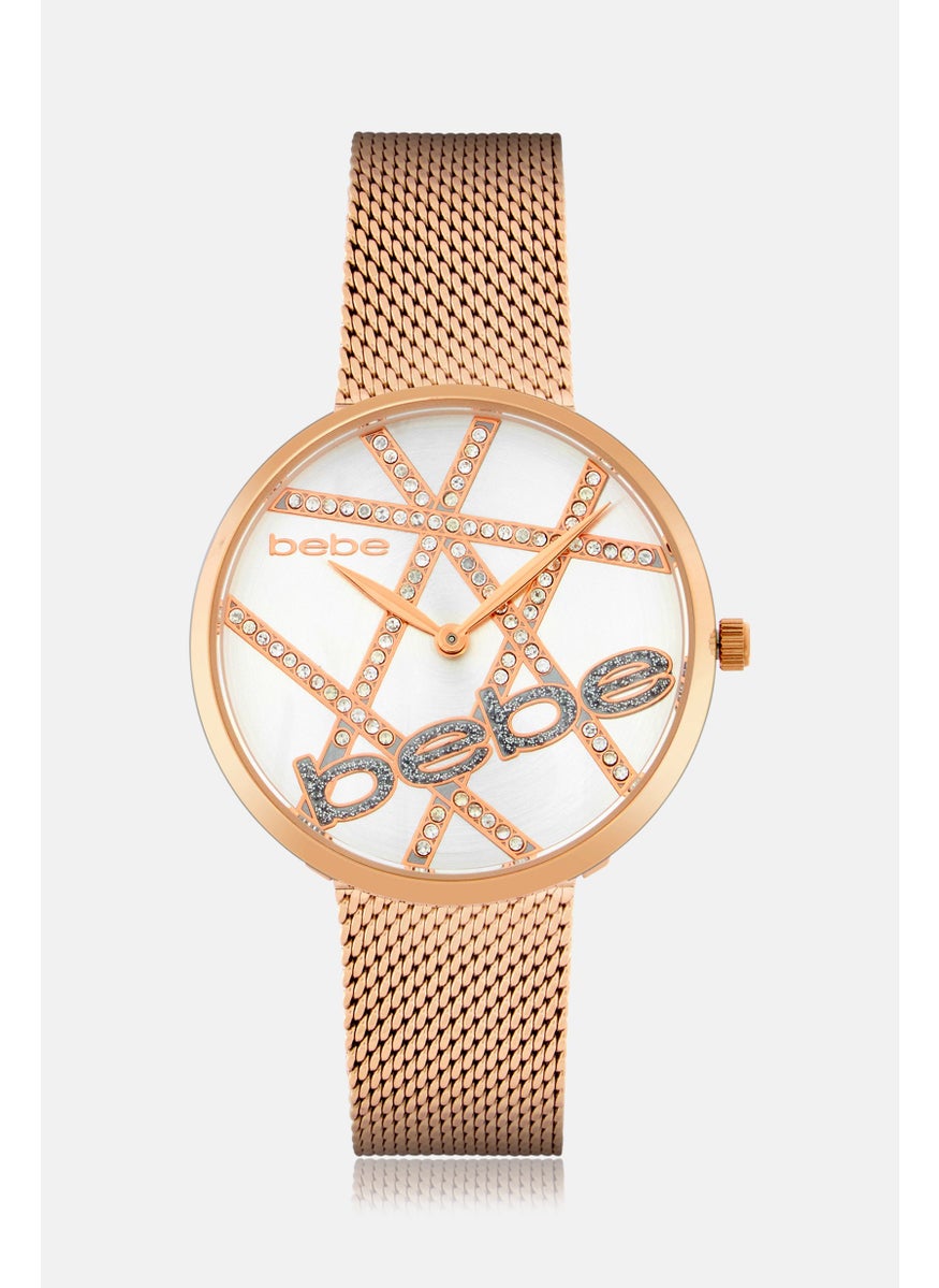 bebe - Women BB3777LA Round Stainless Watch 32 mm, Rose Gold - Image 1