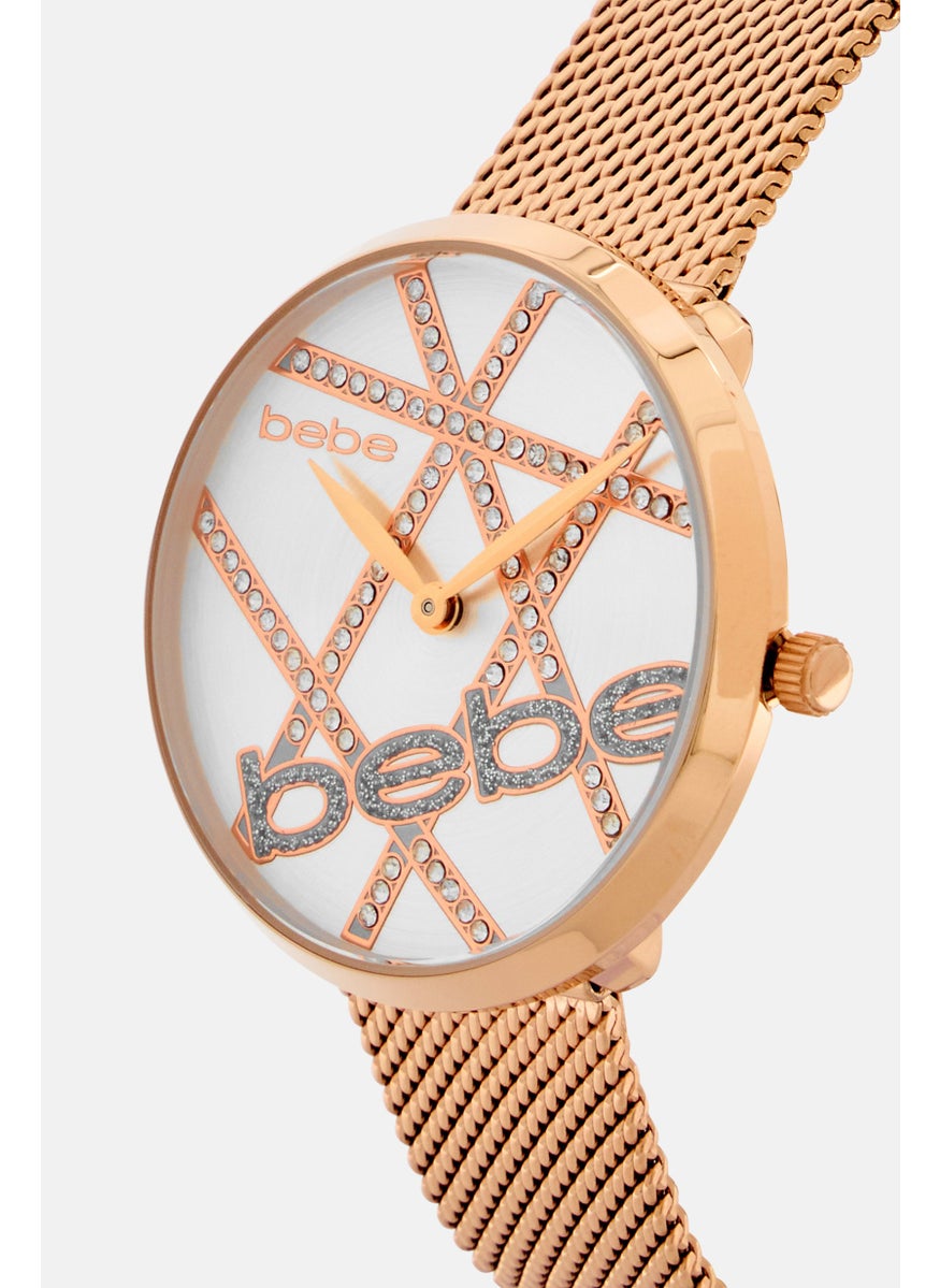 bebe - Women BB3777LA Round Stainless Watch 32 mm, Rose Gold - Image 1