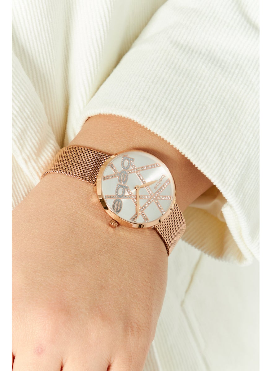 bebe - Women BB3777LA Round Stainless Watch 32 mm, Rose Gold - Image 1