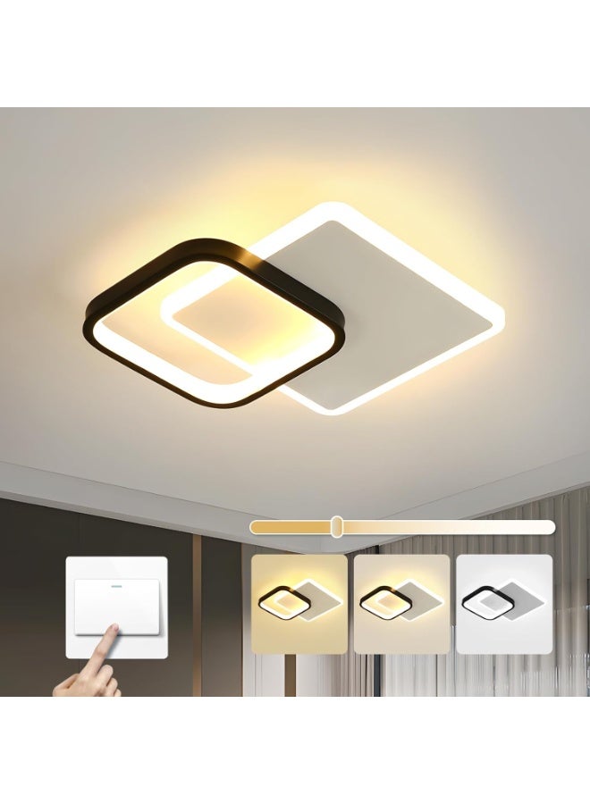 DUNISO Modern LED Ceiling Light, 24W LED Energy Saving Light with Adjustable Lighting, Three Color Temperature, Metal Square Design Ceiling Lighting for Hallway Entrance, Office, Bedroom, Kitchen - Image 1