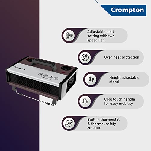 Crompton Insta Airohot 2000W heat convector with adjustable Thermostats Plastic body ISI Approved, Maroon, Standard - Image 4