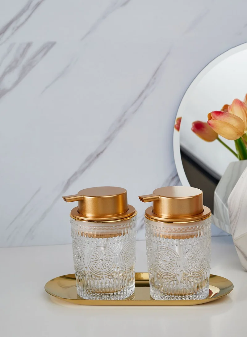 Noire Edit Embossed Glass Bathroom Set
