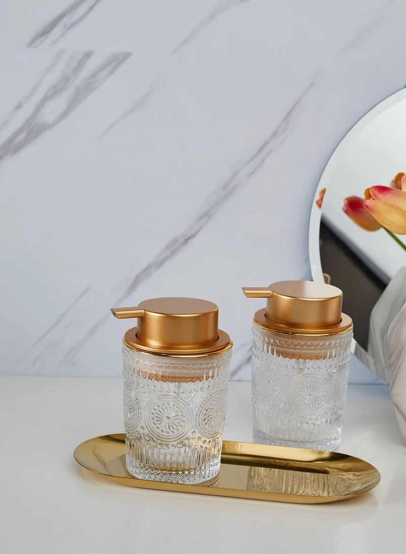 Noire Edit Embossed Glass Bathroom Set