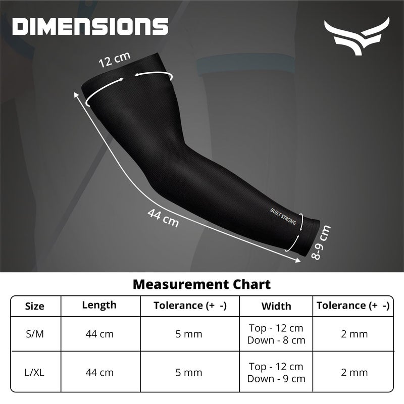 XTRIM Unisex Arm Compression Sleeves for Outdoor & Indoor, Dust and Sun Protection Sleeves for Men & Women, Arm Sleeves for Bike Riding, Cricket, Running & Basketball (Medium, Jet Black) - Image 4