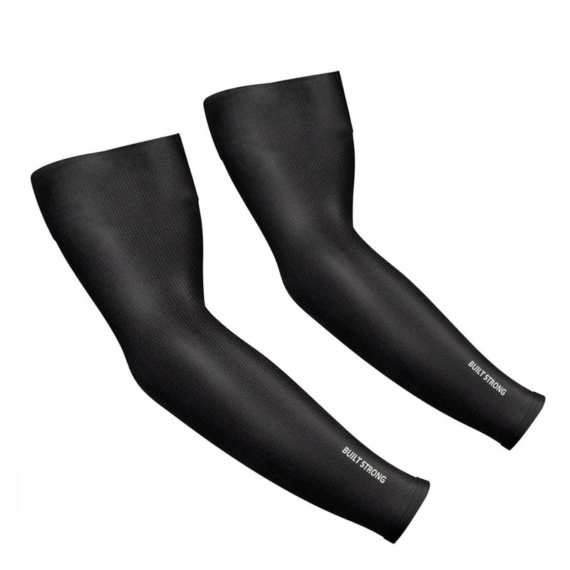 XTRIM Unisex Arm Compression Sleeves for Outdoor & Indoor, Dust and Sun Protection Sleeves for Men & Women, Arm Sleeves for Bike Riding, Cricket, Running & Basketball (Medium, Jet Black) - Image 1