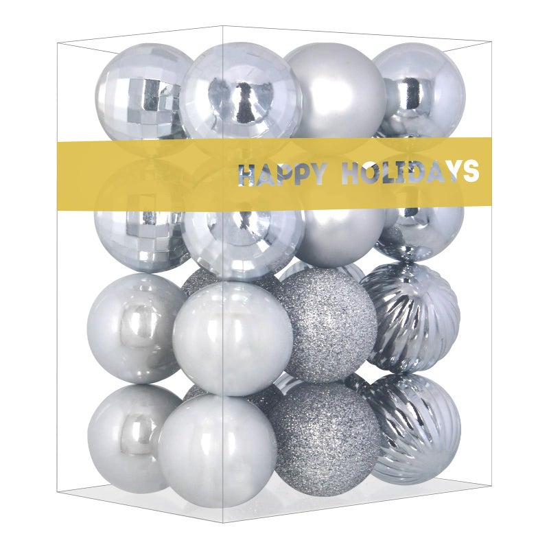 GameXcel Silver 1.6"" Small Christmas Balls Christmas Tree Decoration Ornaments Shatterproof Hanging Balls for Birthday Halloween Holiday Wedding Decorations Set of 24pcs - Image 1