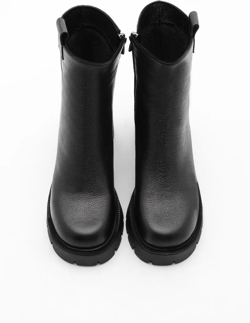 مارجين Women's Leather Casual Boots Thick Skid Sole Fesko