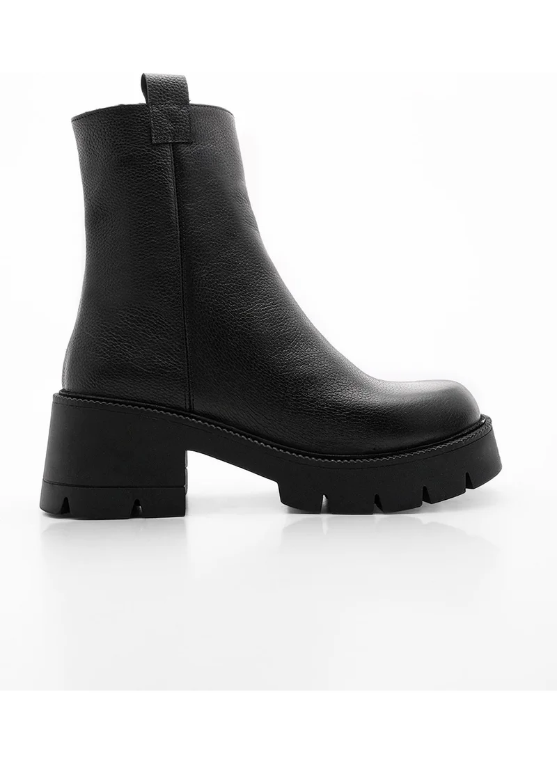 مارجين Women's Leather Casual Boots Thick Skid Sole Fesko