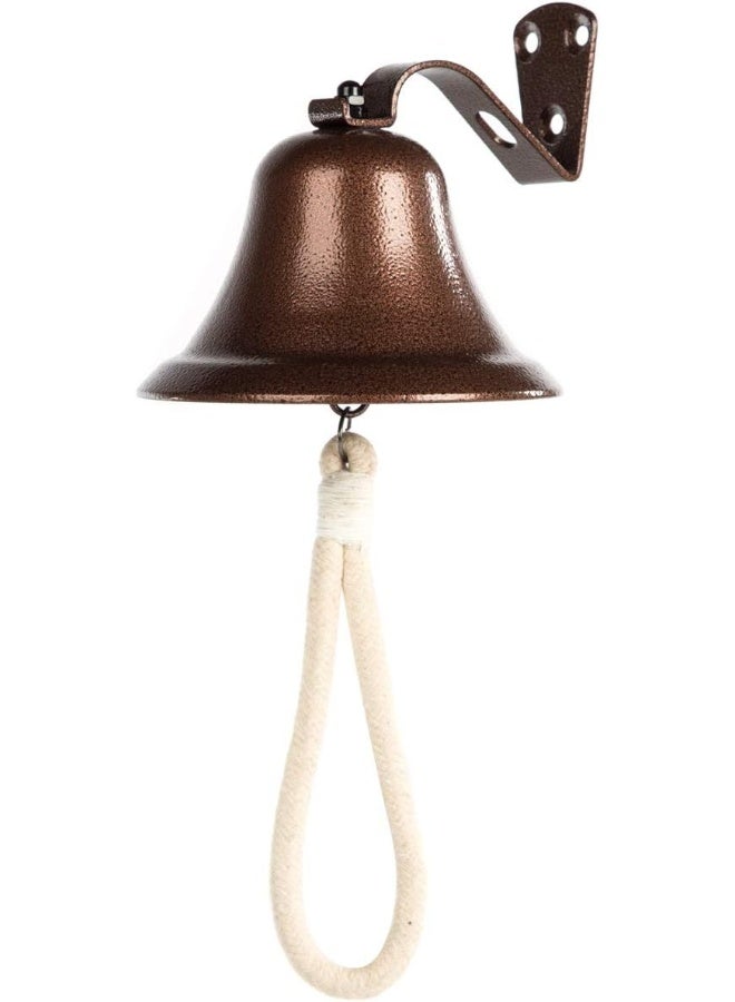 WMM Hanging Bell Dinner Bell Outdoor Bell Bracket Mount Wall Bell Indoor Rope Bell Ship/Boat/Nautical/Door/School/Reception/Home/Church Bell(Copper) - Image 1