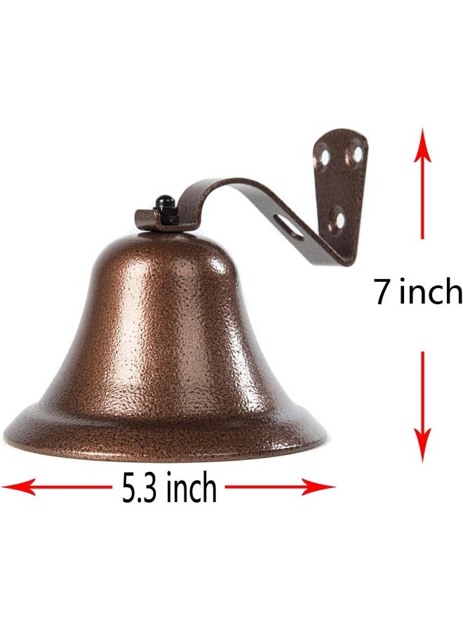 WMM Hanging Bell Dinner Bell Outdoor Bell Bracket Mount Wall Bell Indoor Rope Bell Ship/Boat/Nautical/Door/School/Reception/Home/Church Bell(Copper) - Image 2