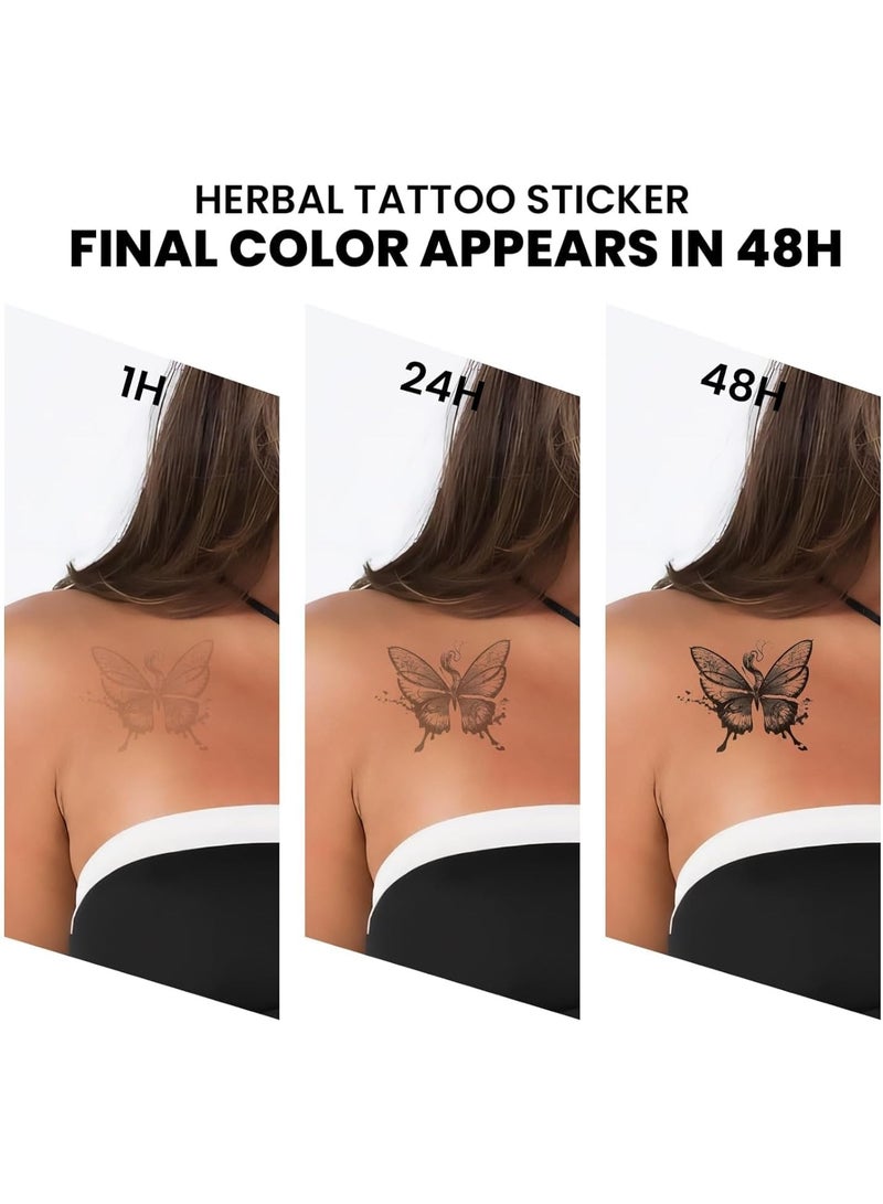 12PCS Semi Permanent Temporary Tattoo Sheets with Holographic Metallic Designs – Waterproof Long Lasting Body Tattoo Stickers Up to 15 Days – Butterfly Flower Star Heart Fake Tattoos for Women Girls Arms Hands Body Art - Image 2