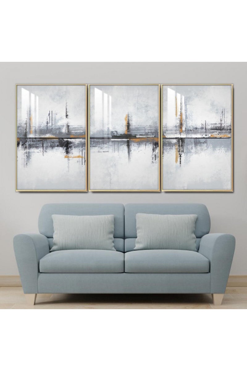 Marktna Three wooden wall painting with a frame and a clear acrylic layer - Image 1