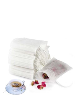 100Pcs Disposable Tea Filter Bags, Fillable Tea Bag Tea Bag Organizer, Drawstring Filter Paper Tea Bags for Loose Tea, Coffee, Spices, Herbs, DIY Floral Tea, Herbal Tea DIY (5 * 7cm)