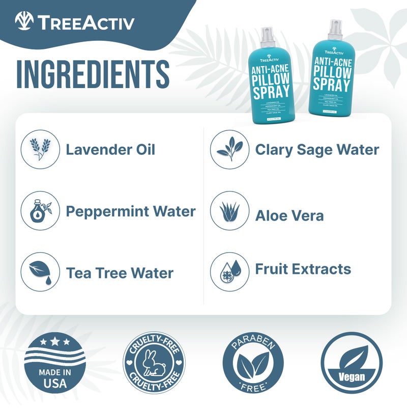 TreeActiv Anti-Acne Pillow Spray, 4 fl oz, Lavender Sleep Spray, Pure Essential Oil Air Freshener, Pillow Linen Spray for Bedding, Aromatherapy Lavender for Sleep, 1000 Sprays - Image 5