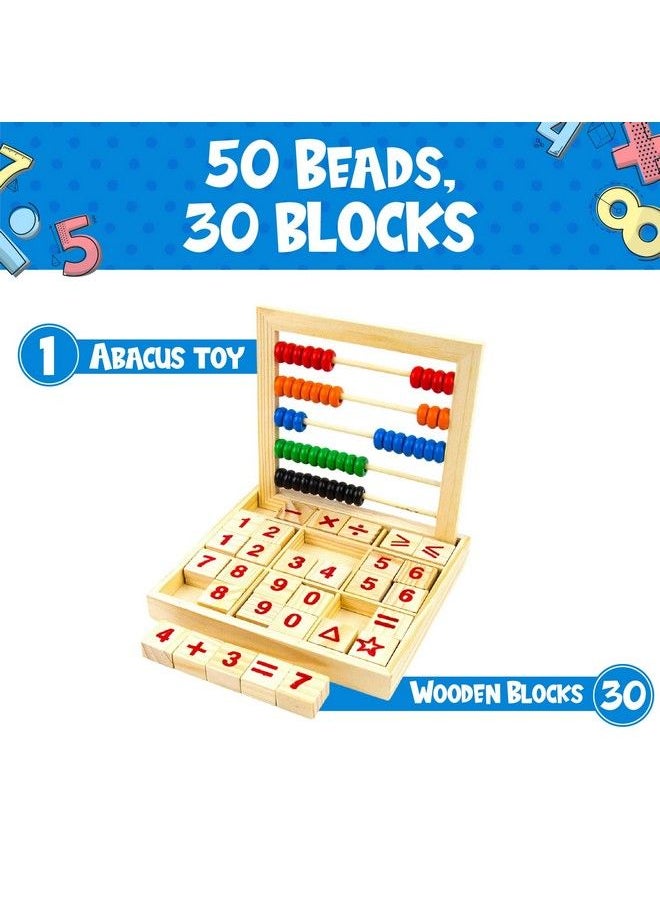 Toysery Abacus For Kids Math Preschool Educational Counting Toy With 50 Multicolor Beads And 30 Wooden Number And Alphabet Blocks For Boys And Girls Ages 3 Years And Above  - Image 5