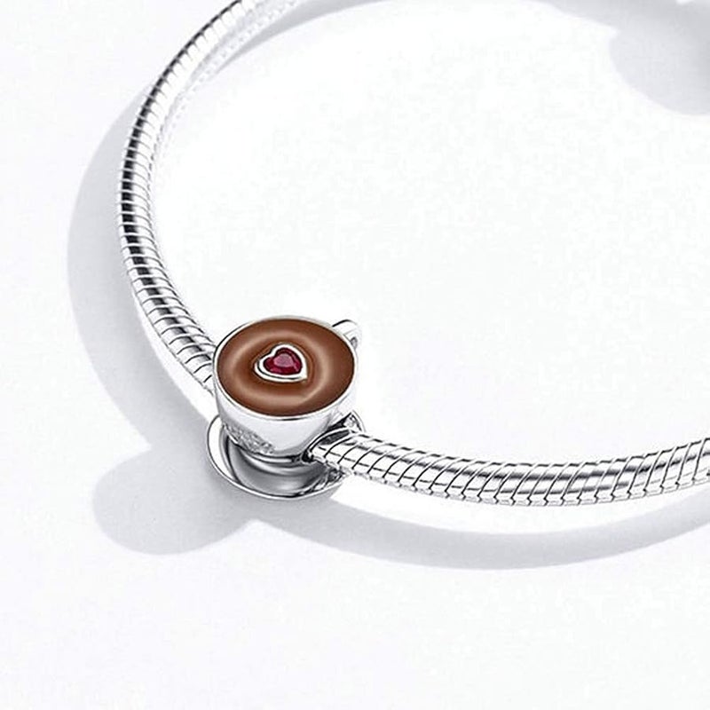 LAMOONY Coffee Cup Charm 925 Sterling Silver Mug Charm Love Charm for Pandora Charm Bracelet - Image 4