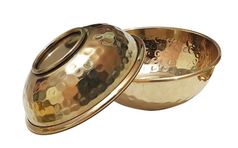 Pure Source India Brass Hammered Hand Made Bowl (3.75 Inch, Golden) - Set of 2 Pcs, 0.150 Kilogram - Image 1