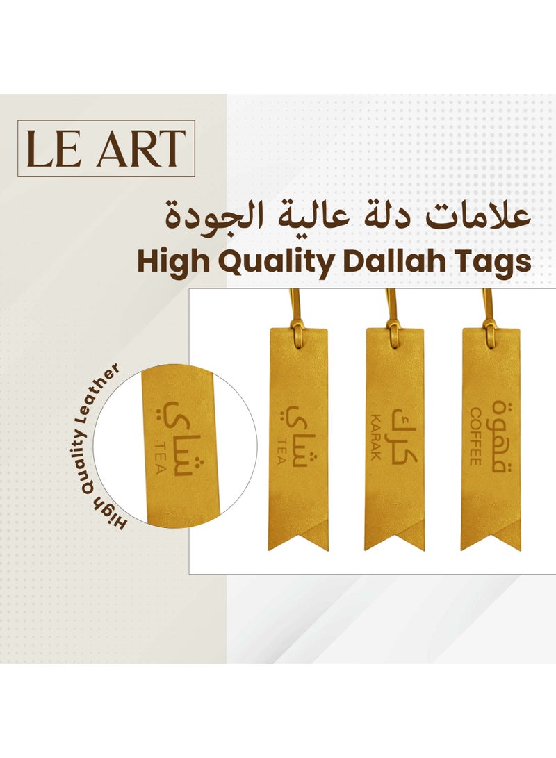 LeArt Rectangle Dallah Flask Tags - Dallah Coffee Pot, Tea, Coffee and Karak Tag | Dallah Tags (Gold - Set of 3) - Image 5