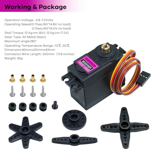 Hosyond 4Pack MG996R 55g Digital RC Servo Motors High Torque Metal Gear Servo for RC Car Robot Boat Helicopter - Image 3