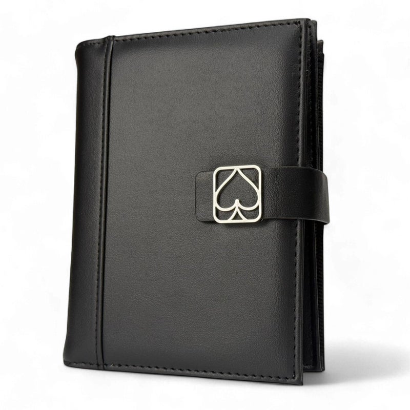 Luck Lab Double Deck Leather Playing Card CaseHolder Fits Two Decks of Poker or Bridge Size Cards Notepad and Pen Black - Image 2