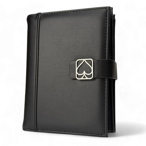 Luck Lab Double Deck Leather Playing Card CaseHolder Fits Two Decks of Poker or Bridge Size Cards Notepad and Pen Black - Image 1