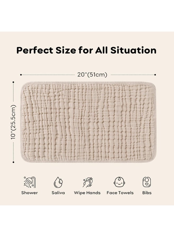 Muslin Burp Clothes 6 Pack - 20" x 10" - Ultra Soft & Absorbent, 6 طبقات 100٪ قطن لبصق و Drool- لطيف محايد Burping Clothes, طفل حديث الولادة الأساسيات هدايا للفتيان والبنات, المشمش - Image 2