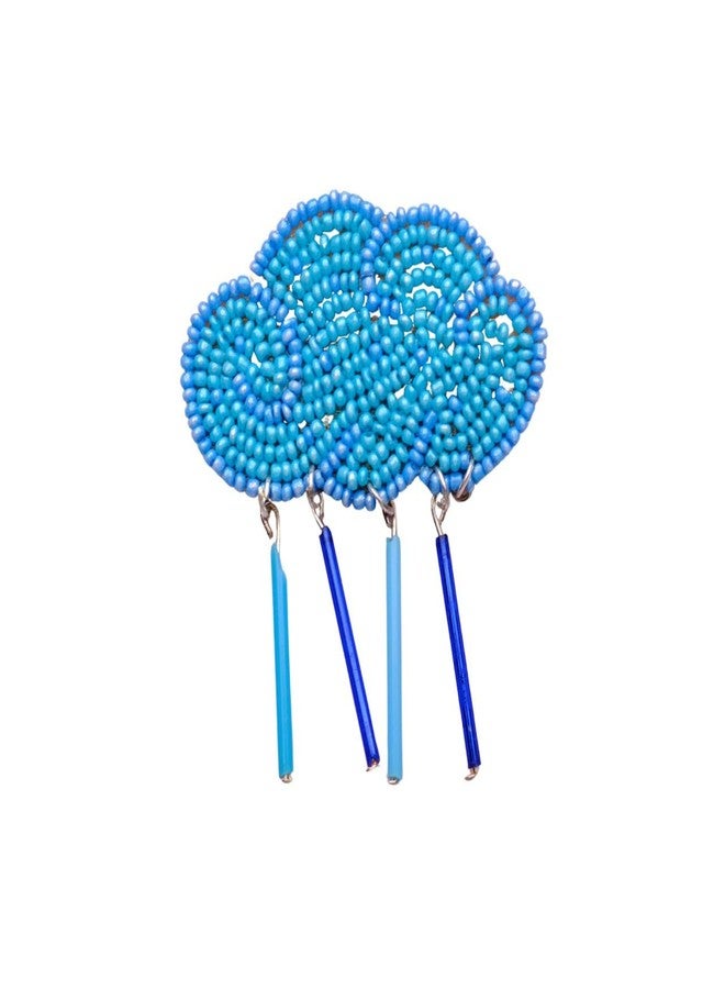 Abeo Handmade Cloud Brooch Pin for Women and Men | Embroidered Beaded Lapel Pin for Valentine’s Day, Jackets Shirts Bags and Cloths Accessories | Stylish Fashionable Badge Pins, 5-6 cm (Blue) - Image 1