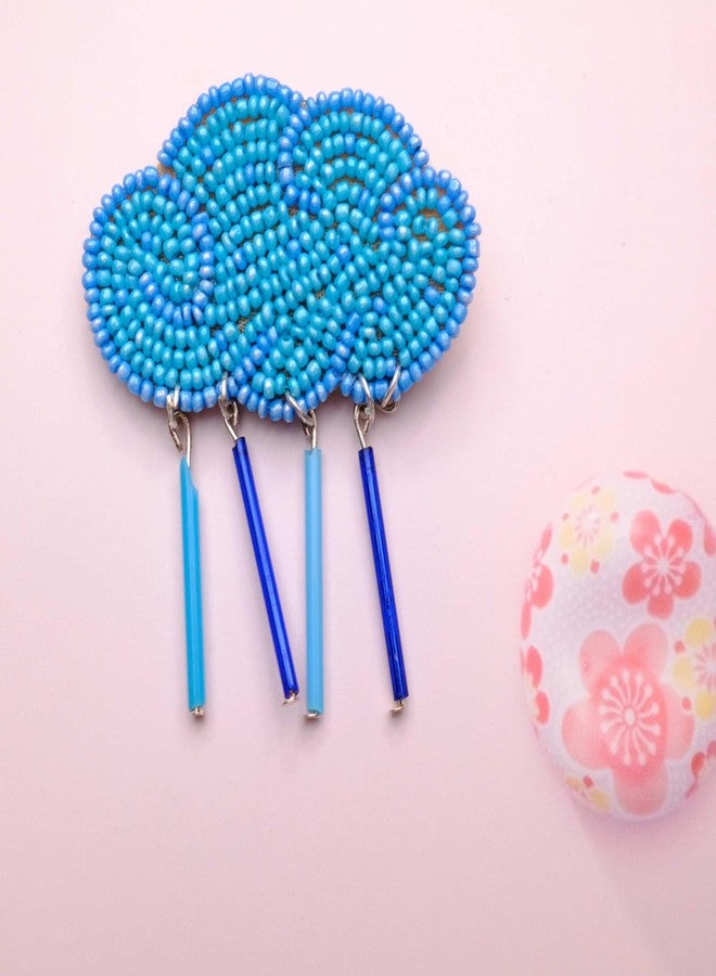 Abeo Handmade Cloud Brooch Pin for Women and Men | Embroidered Beaded Lapel Pin for Valentine’s Day, Jackets Shirts Bags and Cloths Accessories | Stylish Fashionable Badge Pins, 5-6 cm (Blue) - Image 3