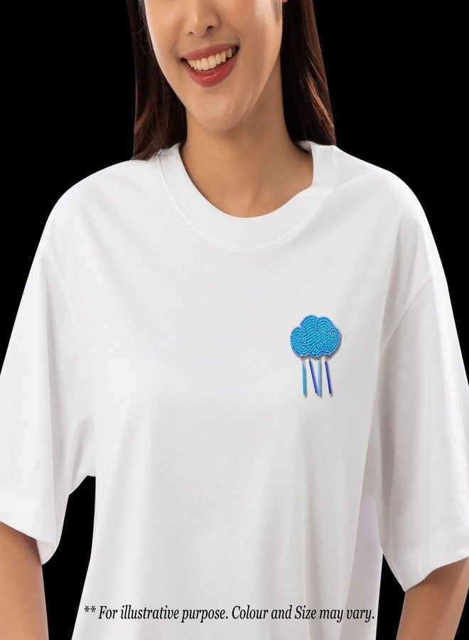 Abeo Handmade Cloud Brooch Pin for Women and Men | Embroidered Beaded Lapel Pin for Valentine’s Day, Jackets Shirts Bags and Cloths Accessories | Stylish Fashionable Badge Pins, 5-6 cm (Blue) - Image 5