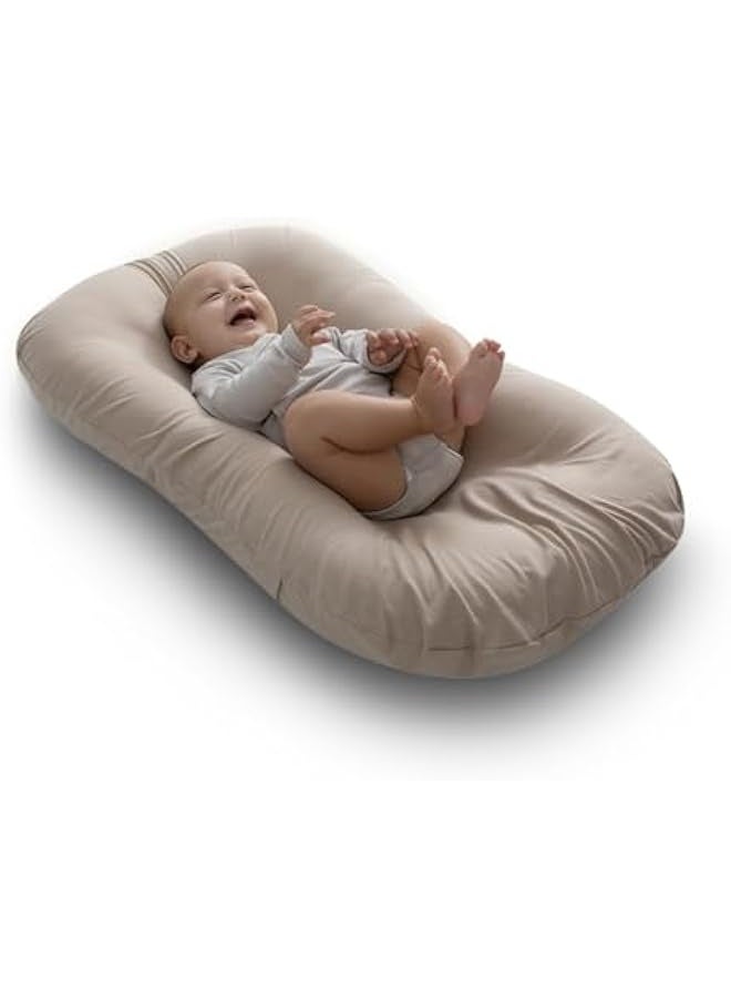 Baby Nest for Newborn, 0-12 Month Baby Nest Cover with 100% Cotton Muslin Cover, Portable Nest Sleeper Cover for Infant, Breathable  Natural Baby Lounger (Light Brown) - Image 1